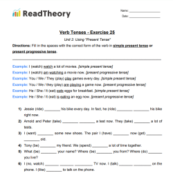 Worksheet 8.16 present progressive tense