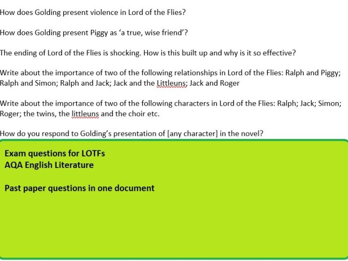 Lord of the flies 50 question test answers