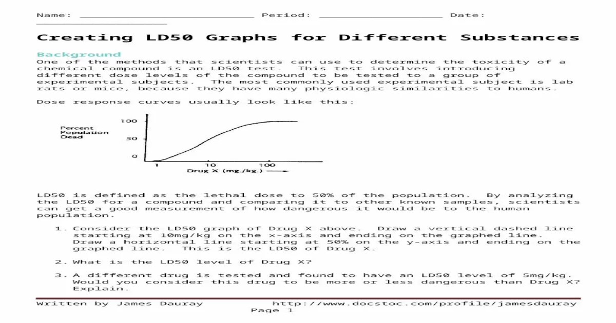 Creating ld50 graphs for different substances answer key