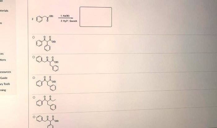 What is the product of the following claisen reaction