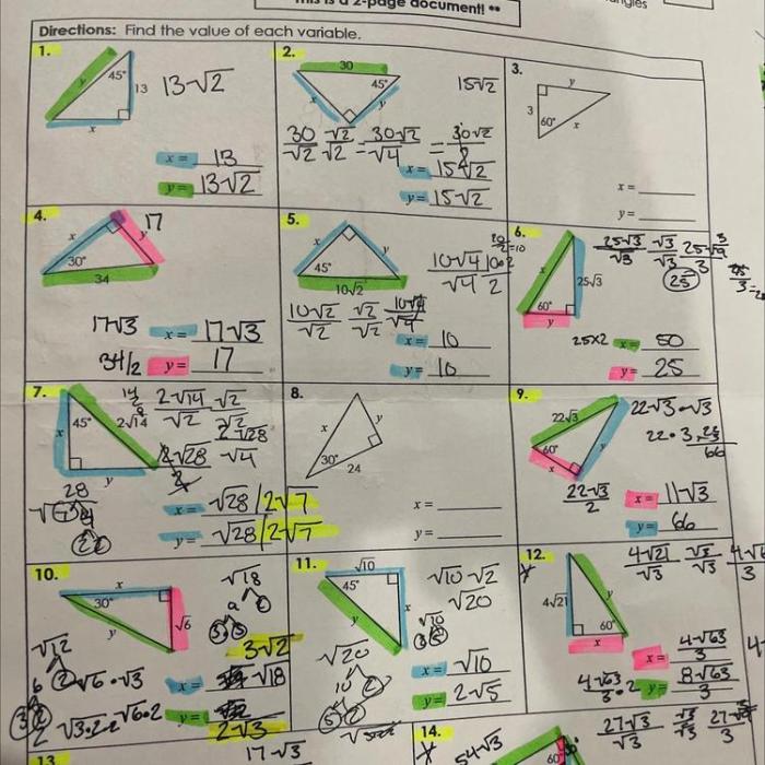 Unit 8 test right triangles and trigonometry answer key