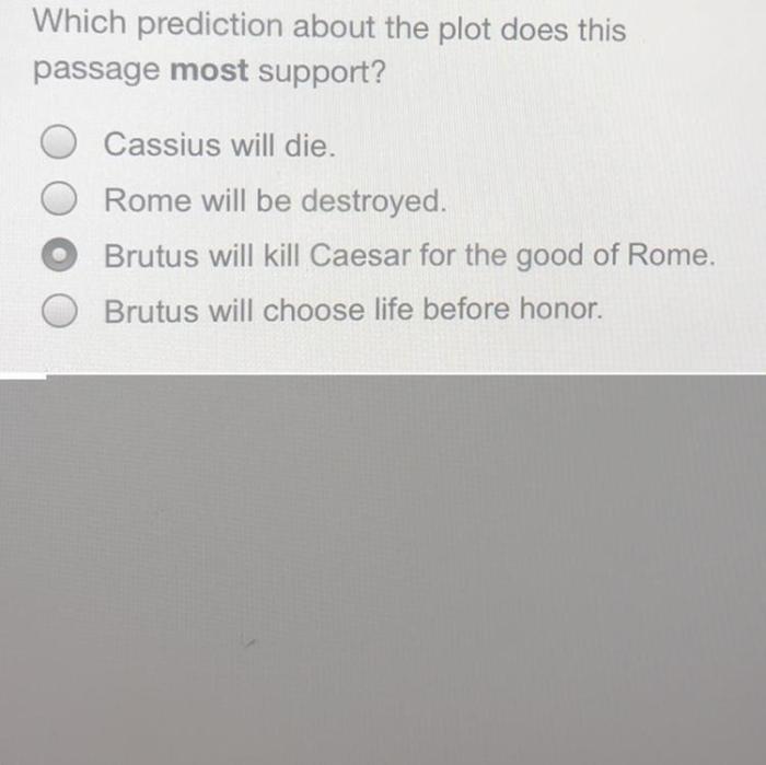 Which prediction about the plot does this passage most support