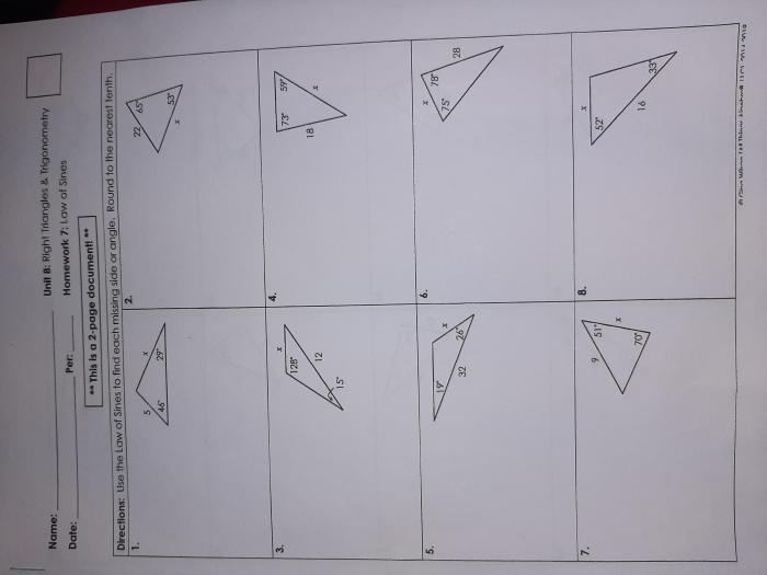 Unit 8 test right triangles and trigonometry answer key