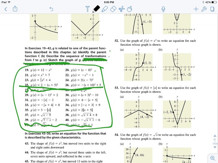 Unit 3 parent functions and transformations answer key